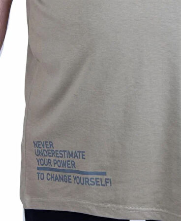 Starbattal Erkek Büyük Beden Sıfır Yaka Tişört Believe 25157 HAKI