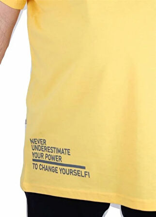 Starbattal Erkek Büyük Beden Sıfır Yaka Tişört Believe 25157 SARI