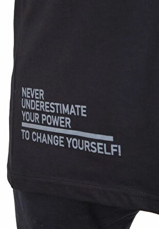 Starbattal Erkek Büyük Beden Sıfır Yaka Tişört Believe 25157 SIYAH