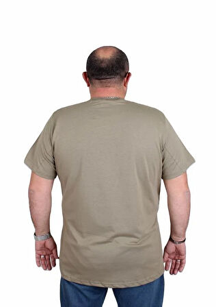 Starbattal Erkek Büyük Beden Sıfır Yaka Tişört Stand Up 25158 HAKI