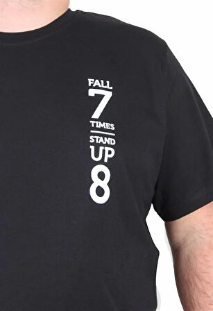 Starbattal Erkek Büyük Beden Sıfır Yaka Tişört Stand Up 25158 SIYAH