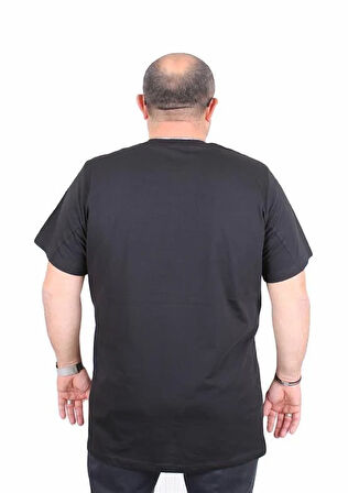 Starbattal Erkek Büyük Beden Sıfır Yaka Tişört Stand Up 25158 SIYAH