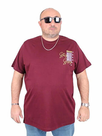 Starbattal Erkek Büyük Beden Sıfır Yaka Tişört Stay Strong 25159 MURDUM