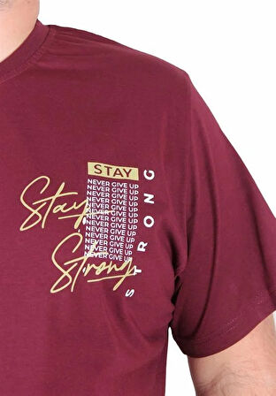 Starbattal Erkek Büyük Beden Sıfır Yaka Tişört Stay Strong 25159 MURDUM