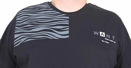 Starbattal Erkek Büyük Beden Sıfır Yaka Tişört Want 25160 SIYAH