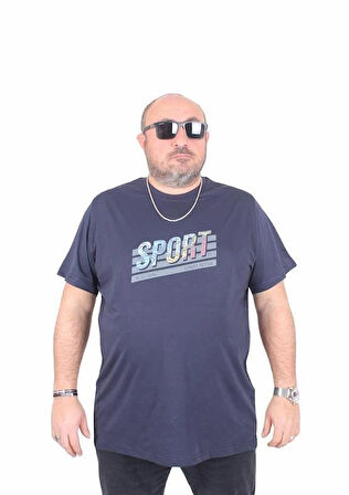 Starbattal Erkek Büyük Beden Sıfır Yaka Tişört Sport 25162 LACIVERT