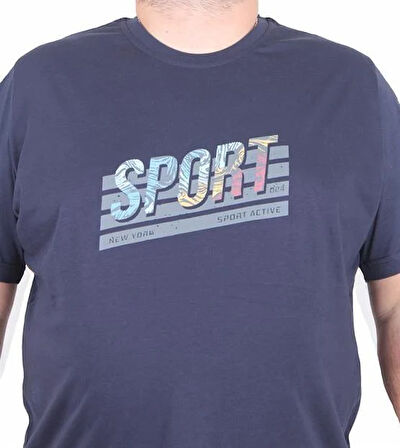 Starbattal Erkek Büyük Beden Sıfır Yaka Tişört Sport 25162 LACIVERT