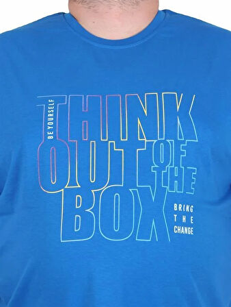 Starbattal Erkek Büyük Beden Sıfır Yaka Tişört Think Out Box 25163 SAKS