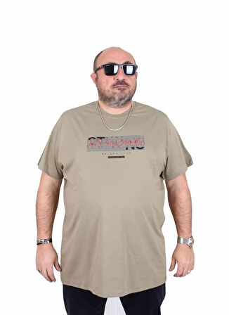 Starbattal Erkek Büyük Beden Sıfır Yaka Tişört Strong 25167 HAKI