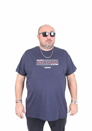 Starbattal Erkek Büyük Beden Sıfır Yaka Tişört Strong 25167 LACIVERT