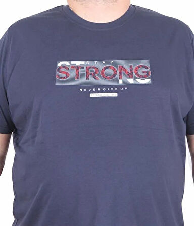 Starbattal Erkek Büyük Beden Sıfır Yaka Tişört Strong 25167 LACIVERT