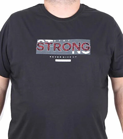 Starbattal Erkek Büyük Beden Sıfır Yaka Tişört Strong 25167 SIYAH
