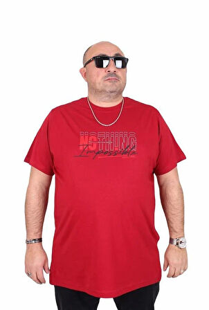 Starbattal Erkek Büyük Beden Sıfır Yaka Tişört impossible 25169 BORDO