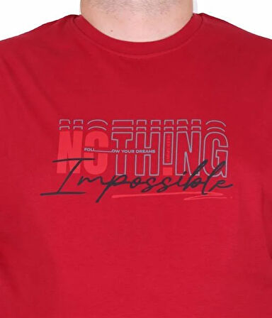 Starbattal Erkek Büyük Beden Sıfır Yaka Tişört impossible 25169 BORDO