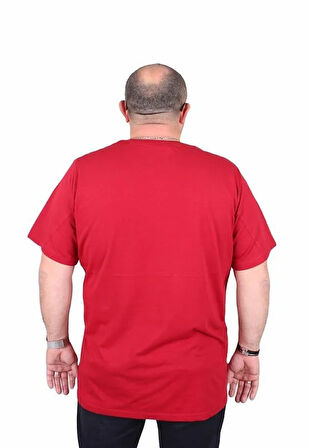 Starbattal Erkek Büyük Beden Sıfır Yaka Tişört impossible 25169 BORDO