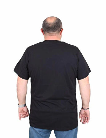Starbattal Erkek Büyük Beden Sıfır Yaka Tişört No Control 25172 SIYAH