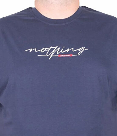 Starbattal Erkek Büyük Beden Sıfır Yaka Tişört Nothing 25173 LACIVERT