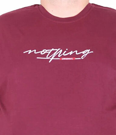 Starbattal Erkek Büyük Beden Sıfır Yaka Tişört Nothing 25173 MURDUM