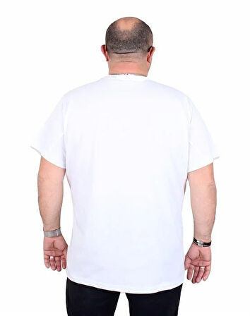 Starbattal Erkek Büyük Beden Sıfır Yaka Tişört Country 25174 BEYAZ