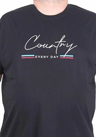 Starbattal Erkek Büyük Beden Sıfır Yaka Tişört Country 25174 SIYAH