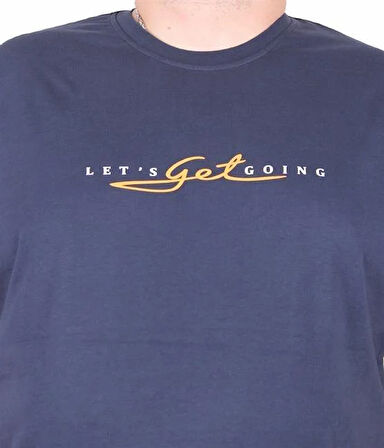 Starbattal Erkek Büyük Beden Sıfır Yaka Tişört Lets Get Going 25175 LACIVERT