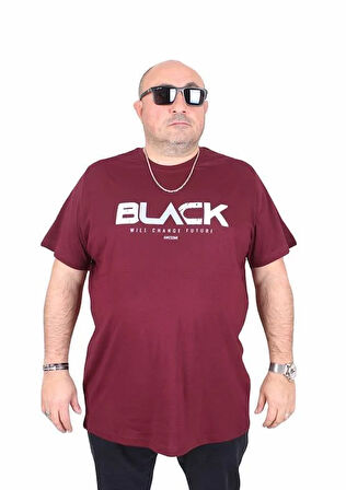 Starbattal Erkek Büyük Beden Sıfır Yaka Tişört Black 25176 MURDUM