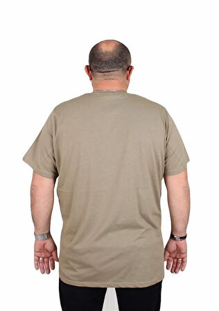 Starbattal Erkek Büyük Beden Sıfır Yaka Tişört Only Cool 25177 HAKI