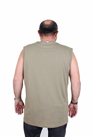Starbattal Büyük Beden Baskılı Kolsuz Tişört Denim 25154 HAKI