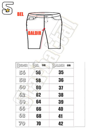 Starbattal Büyük Beden Kot Kapri Power Lycra Comero 11913 SIYAH