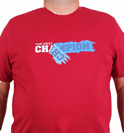 Starbattal Erkek Büyük Beden Sıfır Yaka Tişört Champion 25180 BORDO