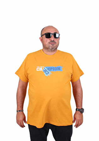 Starbattal Erkek Büyük Beden Sıfır Yaka Tişört Champion 25180 HARDAL