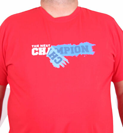 Starbattal Erkek Büyük Beden Sıfır Yaka Tişört Champion 25180 KIRMIZI