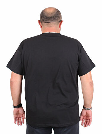 Starbattal Erkek Büyük Beden Sıfır Yaka Tişört Un Stop Able 25181 SIYAH