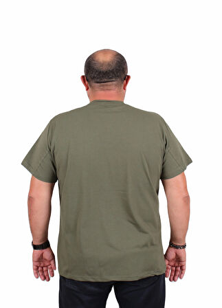 Starbattal Erkek Büyük Beden Sıfır Yaka Tişört Think 25184 HAKI