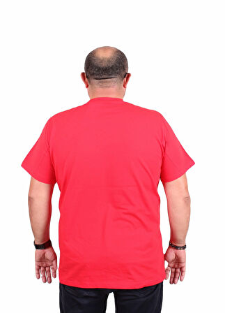 Starbattal Erkek Büyük Beden Sıfır Yaka Tişört Think 25184 KIRMIZI
