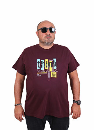 Starbattal Erkek Büyük Beden Sıfır Yaka Tişört Think 25184 MURDUM