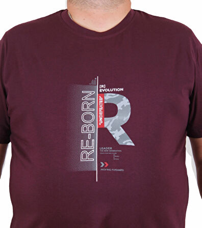 Starbattal Erkek Büyük Beden Sıfır Yaka Tişört Re-Born 25185 MURDUM