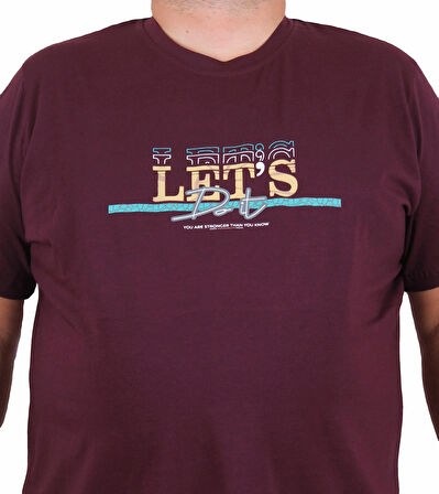 Starbattal Erkek Büyük Beden Sıfır Yaka Tişört Let's Do It 25186 MURDUM