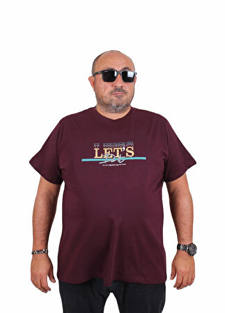 Starbattal Erkek Büyük Beden Sıfır Yaka Tişört Let's Do It 25186 MURDUM