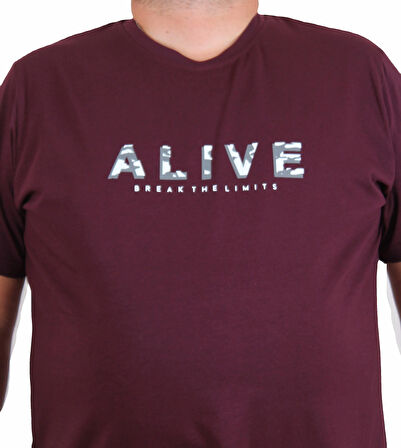 Starbattal Erkek Büyük Beden Sıfır Yaka Tişört Alive 25187 MURDUM