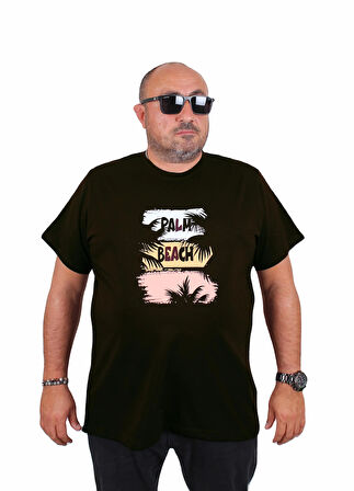 Starbattal Erkek Büyük Beden Sıfır Yaka Tişört Palm Beach 25188 SIYAH