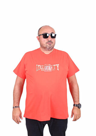 Starbattal Erkek Büyük Beden Sıfır Yaka Tişört Identity 25189 Nar Çiçeği