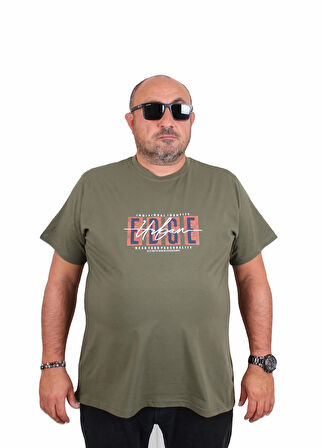 Starbattal Erkek Büyük Beden Sıfır Yaka Tişört Edge 25190 HAKI