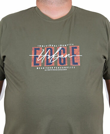 Starbattal Erkek Büyük Beden Sıfır Yaka Tişört Edge 25190 HAKI