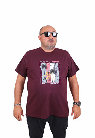 Starbattal Erkek Büyük Beden Sıfır Yaka Tişört Beach Party 25191 MURDUM