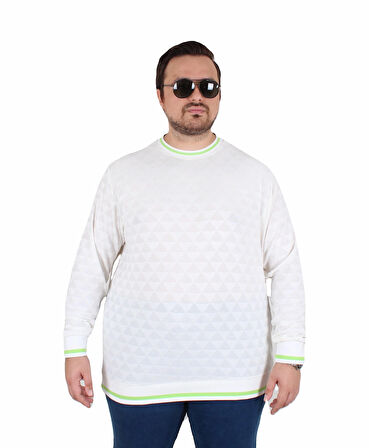 Starbattal Erkek Büyük Beden Sıfır Yaka Triko Kazak Diamond 25200 EKRU