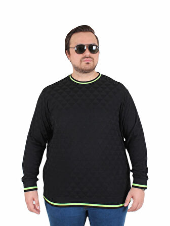 Starbattal Erkek Büyük Beden Sıfır Yaka Triko Kazak Diamond 25200 SIYAH