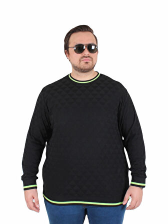 Starbattal Erkek Büyük Beden Sıfır Yaka Triko Kazak Diamond 25200 SIYAH