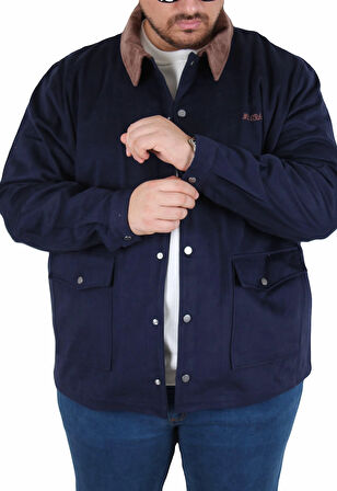 Starbattal Büyük Beden Gabardin Mont Chaqueta Abrigo 25902 LACIVERT