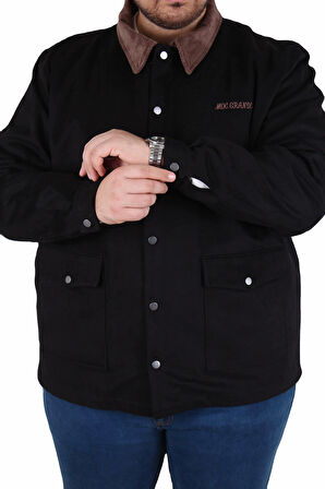 Starbattal Büyük Beden Gabardin Mont Chaqueta Abrigo 25902 SIYAH